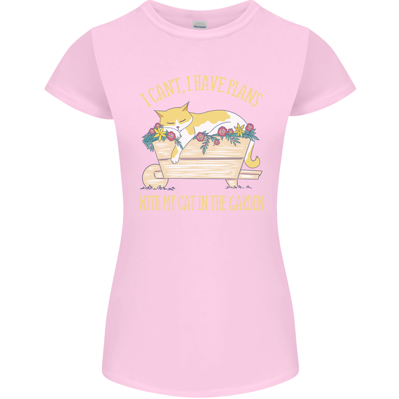 I Have Plans With My Cat in the Garden Gardening Womens Petite Cut T-Shirt Light Pink
