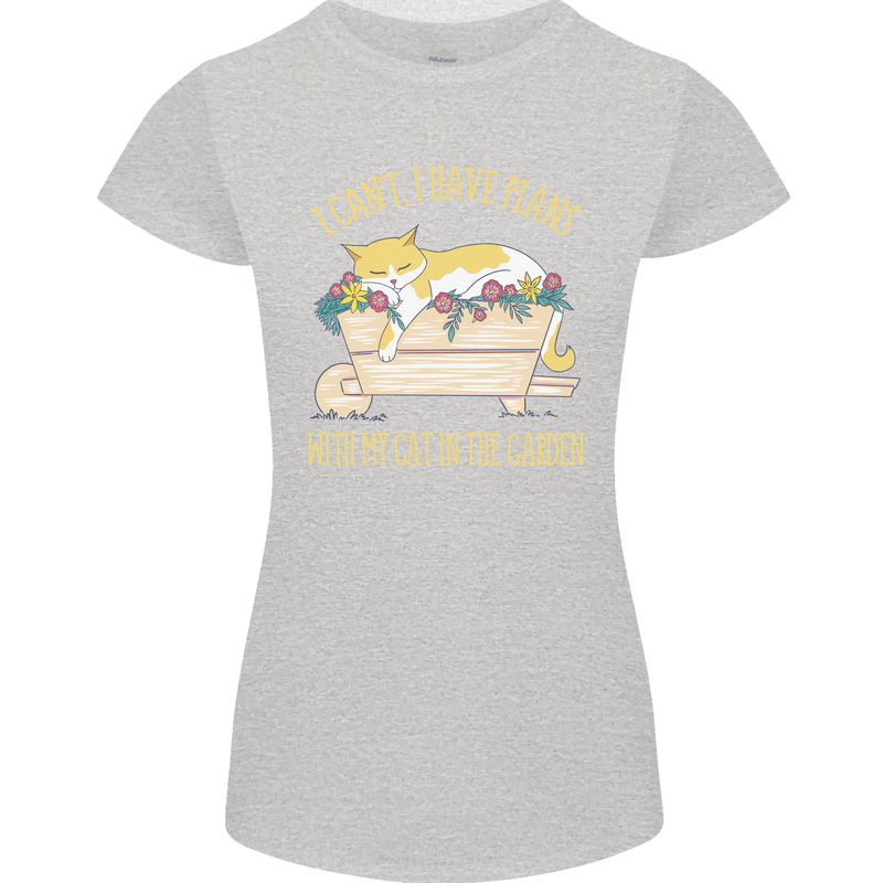 I Have Plans With My Cat in the Garden Gardening Womens Petite Cut T-Shirt Sports Grey