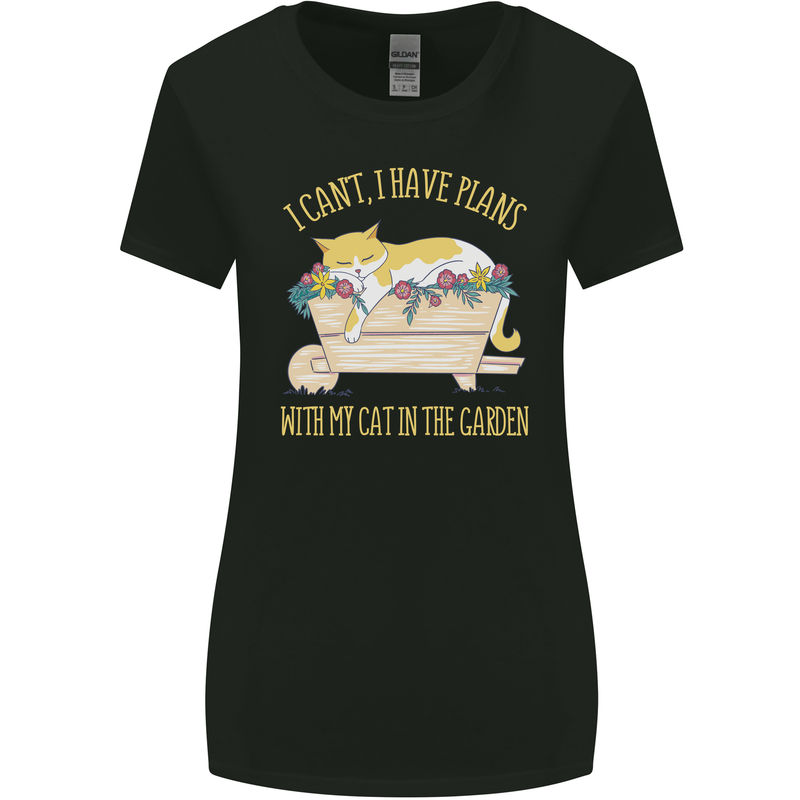 I Have Plans With My Cat in the Garden Gardening Womens Wider Cut T-Shirt Black