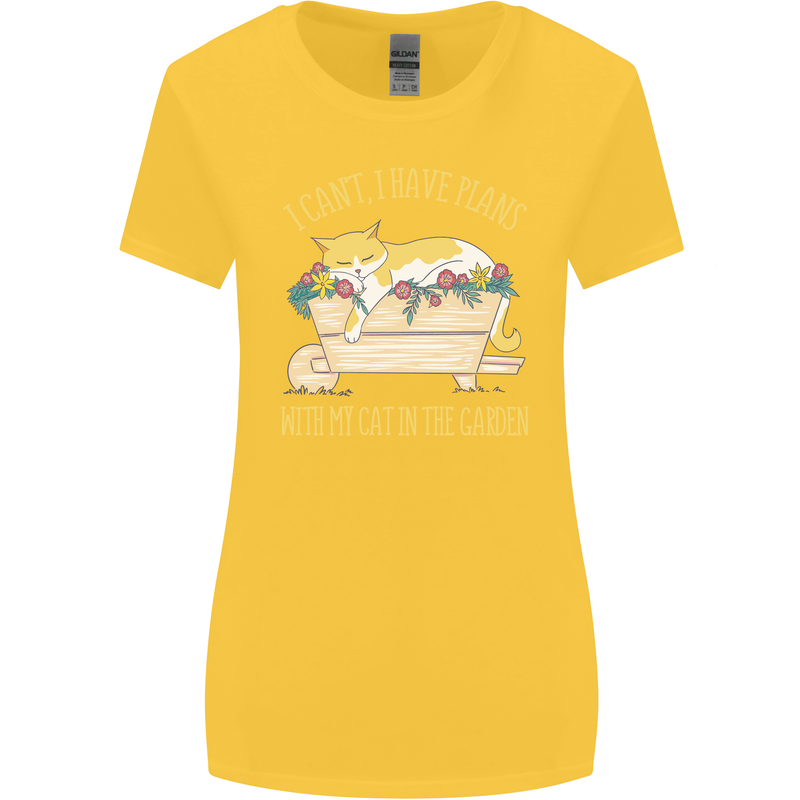 I Have Plans With My Cat in the Garden Gardening Womens Wider Cut T-Shirt Yellow