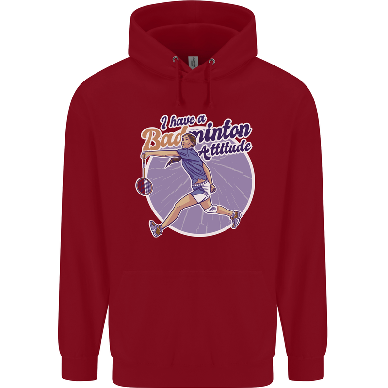 I Have a Badminton Attitude Childrens Kids Hoodie Red