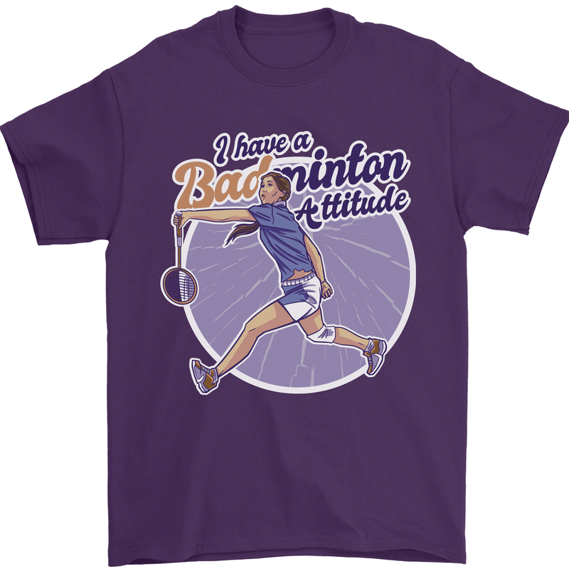 I Have a Badminton Attitude Funny Mens T-Shirt 100% Cotton Purple