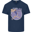 I Have a Badminton Attitude Funny Mens V-Neck Cotton T-Shirt Navy Blue