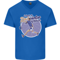 I Have a Badminton Attitude Mens V-Neck Cotton T-Shirt Royal Blue