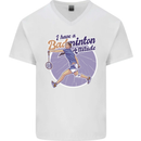 I Have a Badminton Attitude Mens V-Neck Cotton T-Shirt White
