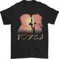I Heart Anime Love Mens T-Shirt 100% Cotton Black