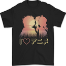 I Heart Anime Love Mens T-Shirt 100% Cotton Black