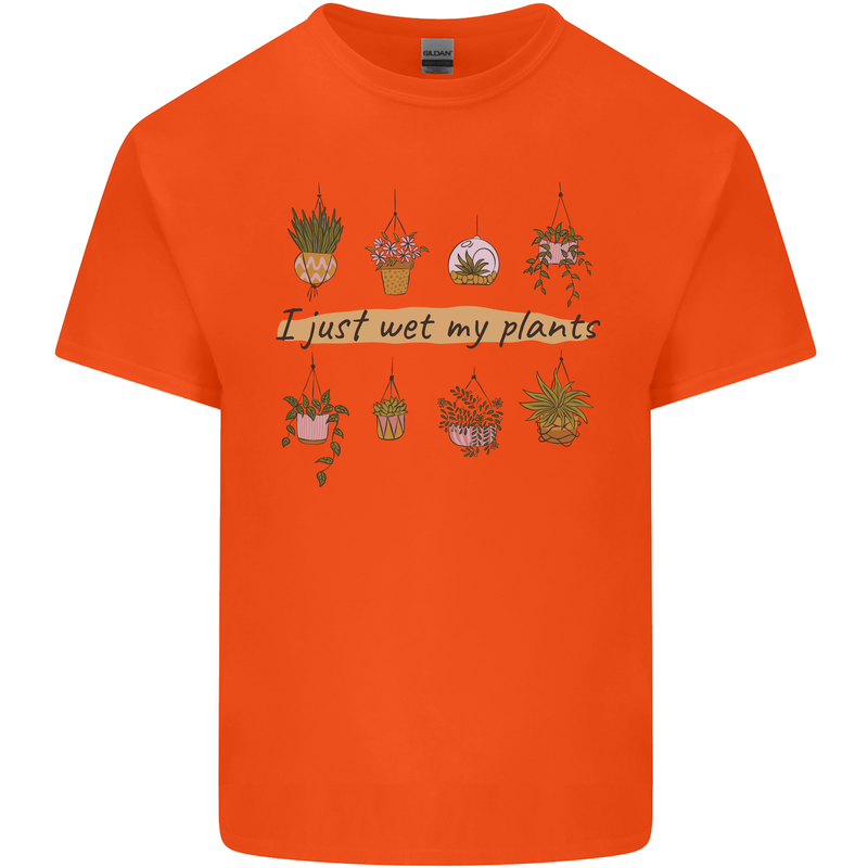 I Just Wet My Plants Funny Gardening House Kids T-Shirt Childrens Orange
