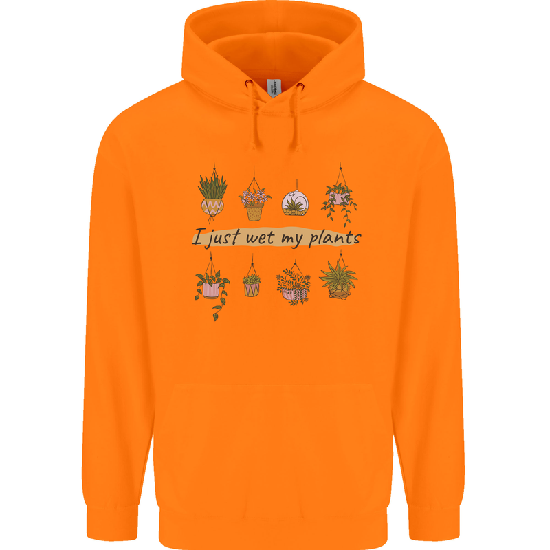 I Just Wet My Plants Funny Gardening House Mens 80% Cotton Hoodie Orange