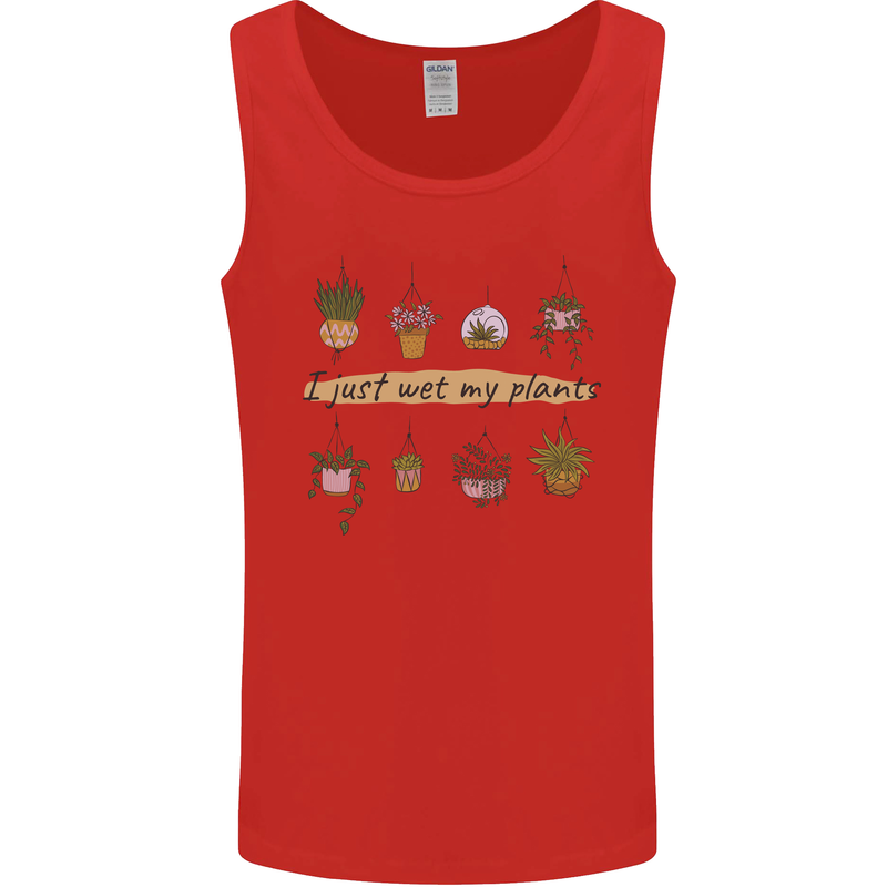 I Just Wet My Plants Funny Gardening House Mens Vest Tank Top Red