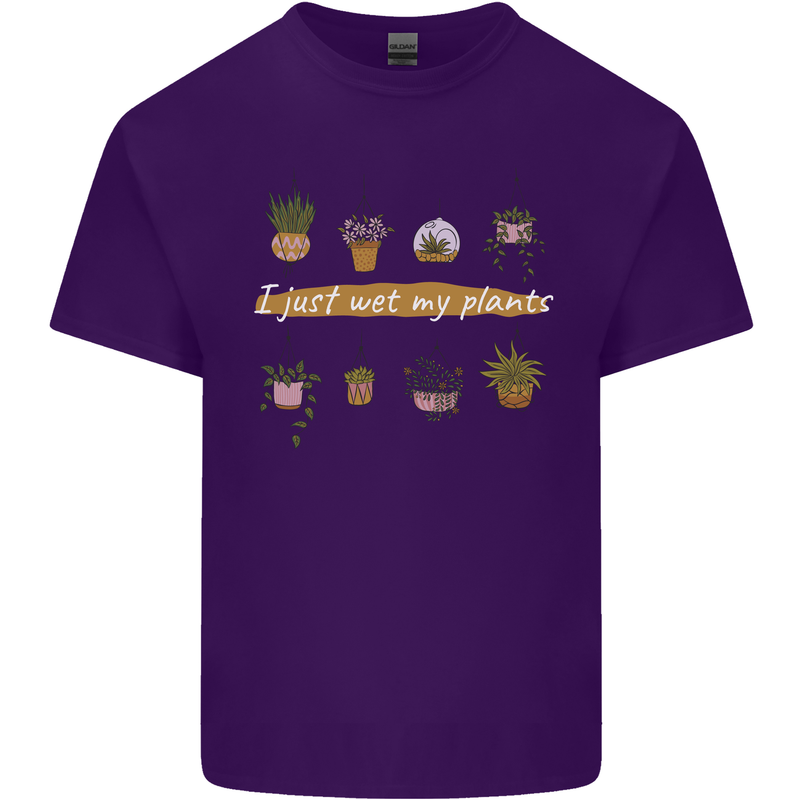 I Just Wet My Plants House Funny Gardening Mens Cotton T-Shirt Tee Top Purple