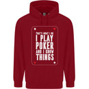 I Know Things and I Play Poker Funny Mens 80% Cotton Hoodie Red