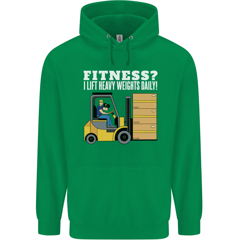 I Lift Heavy Weights All Day Funny Forklift Driver Childrens Kids Hoodie Irish Green