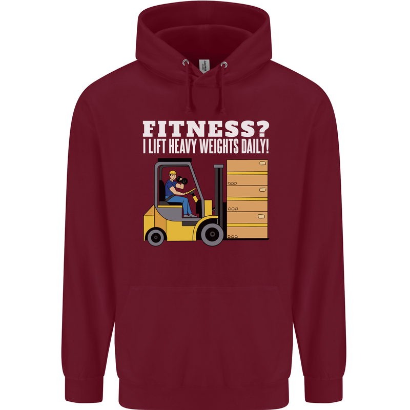 I Lift Heavy Weights All Day Funny Forklift Driver Childrens Kids Hoodie Maroon