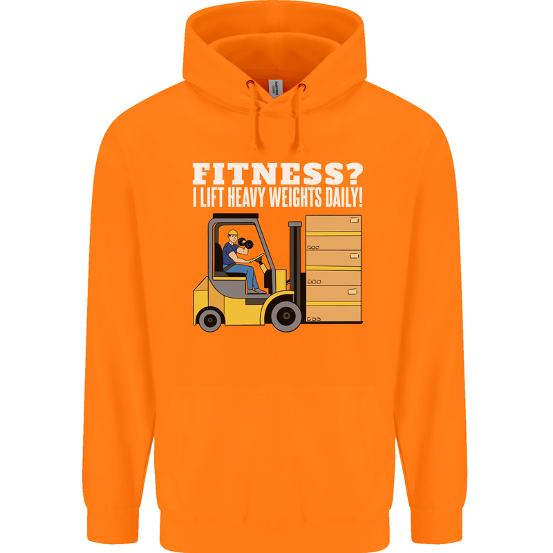 I Lift Heavy Weights All Day Funny Forklift Driver Childrens Kids Hoodie Orange