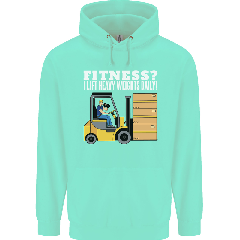 I Lift Heavy Weights All Day Funny Forklift Driver Childrens Kids Hoodie Peppermint