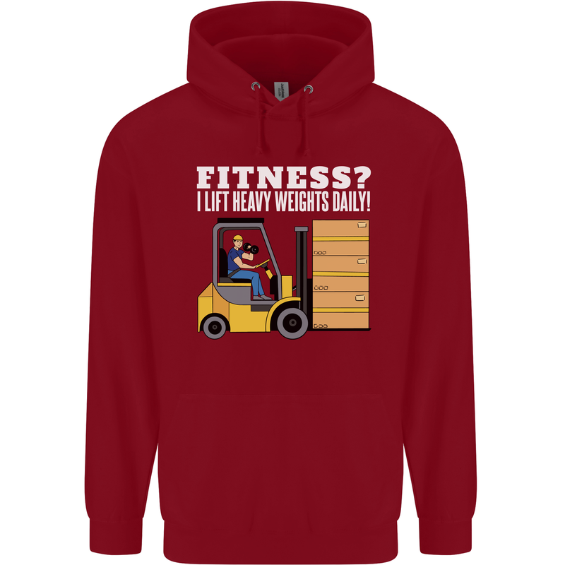 I Lift Heavy Weights All Day Funny Forklift Driver Childrens Kids Hoodie Red