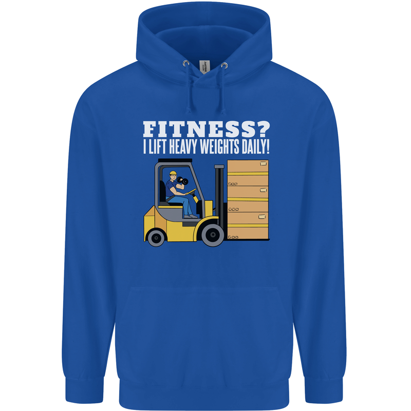 I Lift Heavy Weights All Day Funny Forklift Driver Childrens Kids Hoodie Royal Blue