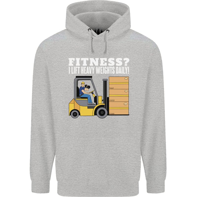 I Lift Heavy Weights All Day Funny Forklift Driver Childrens Kids Hoodie Sports Grey