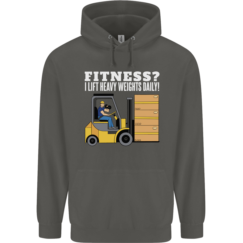I Lift Heavy Weights All Day Funny Forklift Driver Childrens Kids Hoodie Storm Grey