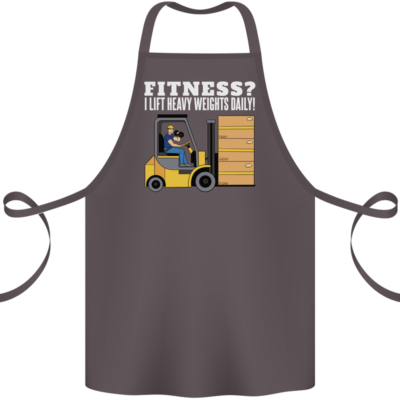 I Lift Heavy Weights All Day Funny Forklift Driver Cotton Apron 100% Organic Dark Grey