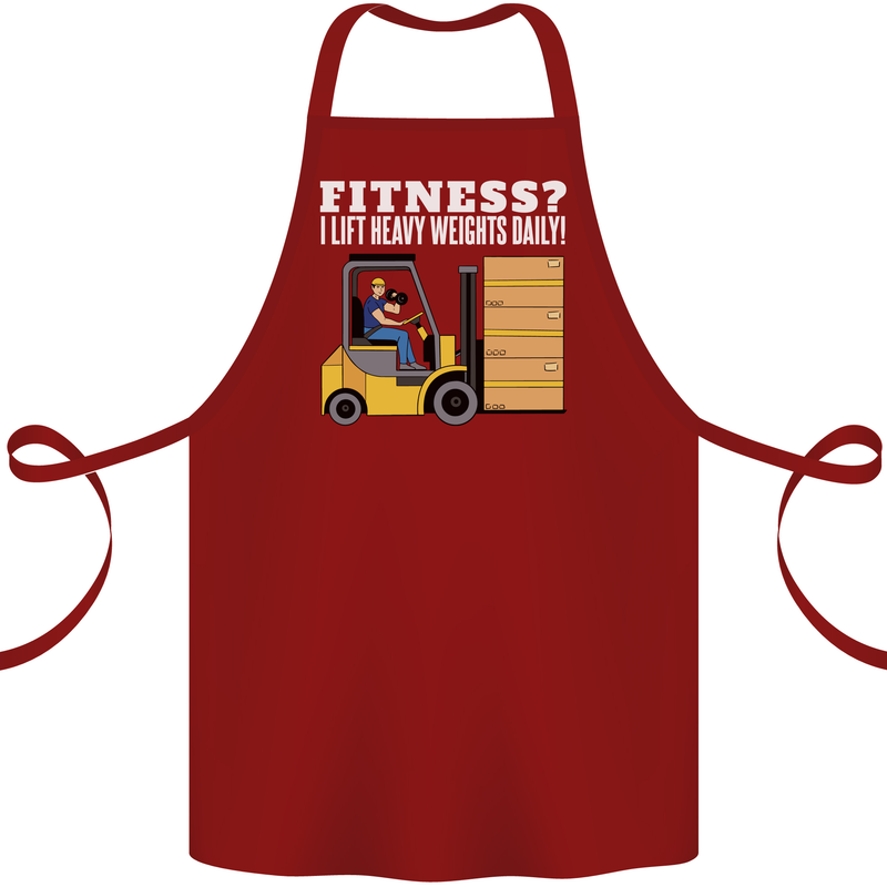 I Lift Heavy Weights All Day Funny Forklift Driver Cotton Apron 100% Organic Maroon