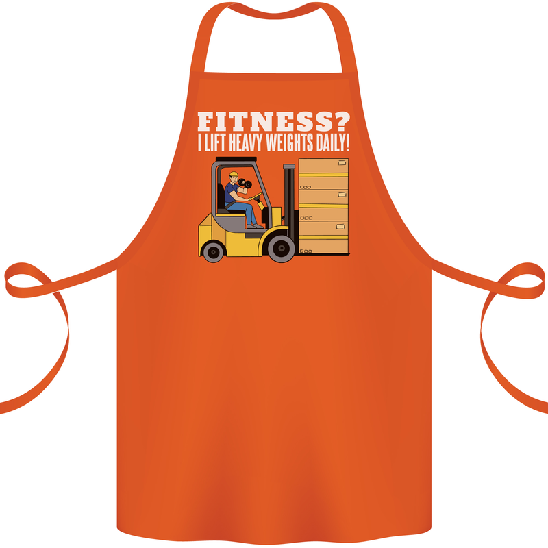 I Lift Heavy Weights All Day Funny Forklift Driver Cotton Apron 100% Organic Orange