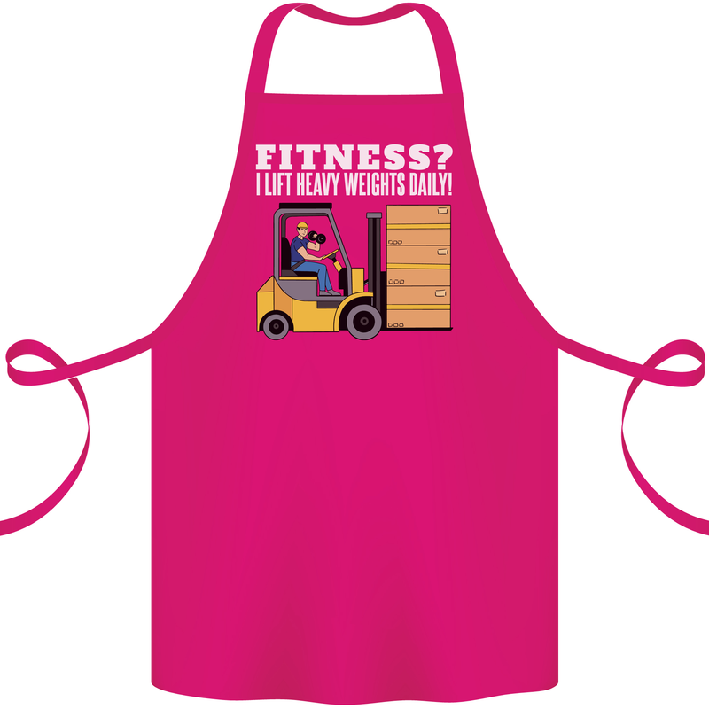 I Lift Heavy Weights All Day Funny Forklift Driver Cotton Apron 100% Organic Pink