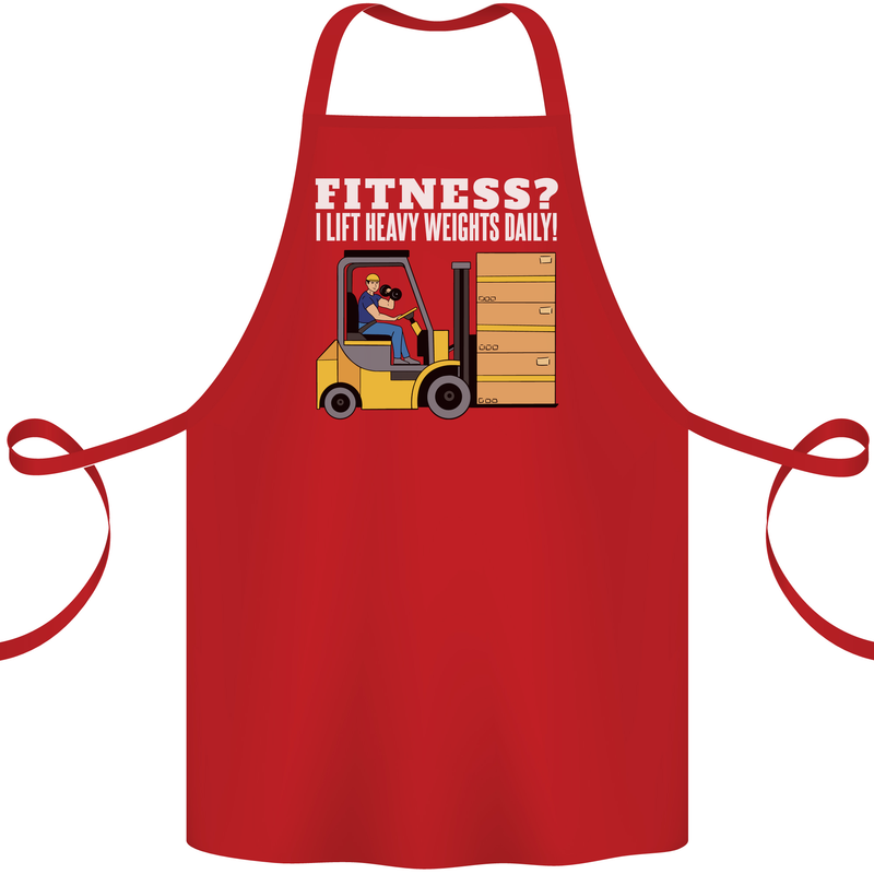 I Lift Heavy Weights All Day Funny Forklift Driver Cotton Apron 100% Organic Red