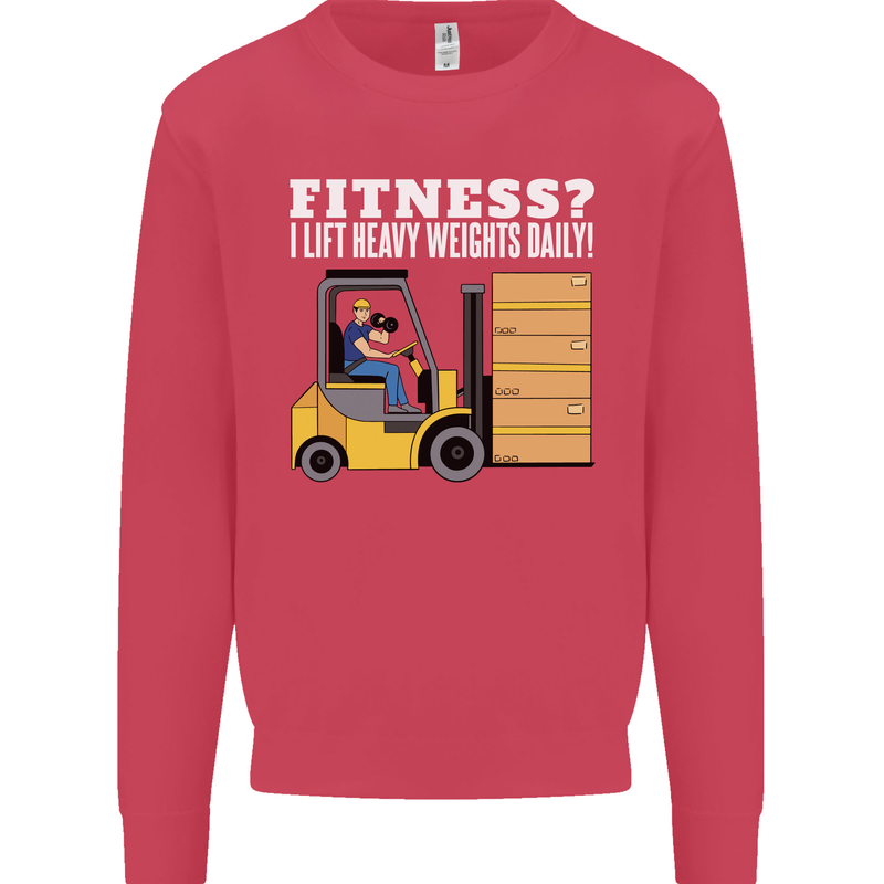 I Lift Heavy Weights All Day Funny Forklift Driver Kids Sweatshirt Jumper Heliconia