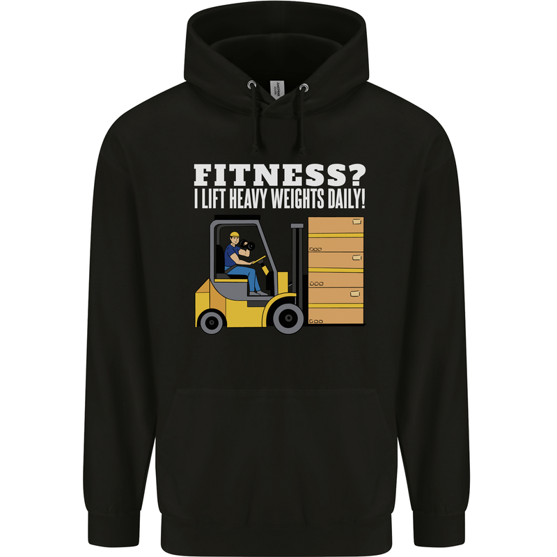 I Lift Heavy Weights All Day Funny Forklift Driver Mens 80% Cotton Hoodie Black