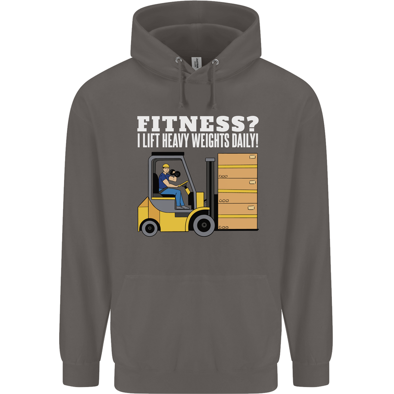 I Lift Heavy Weights All Day Funny Forklift Driver Mens 80% Cotton Hoodie Charcoal