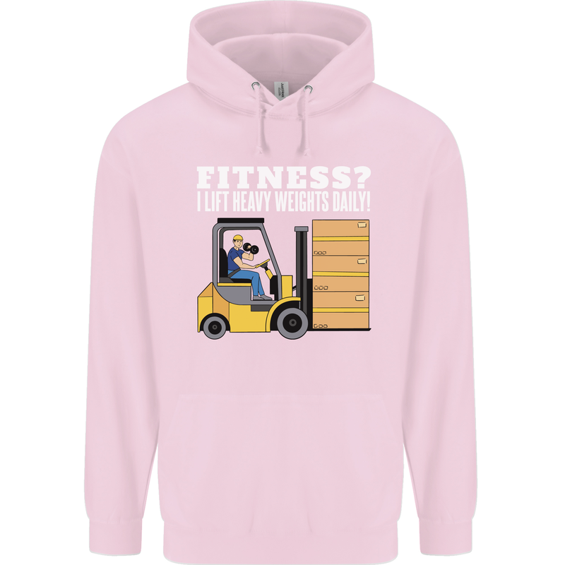 I Lift Heavy Weights All Day Funny Forklift Driver Mens 80% Cotton Hoodie Light Pink