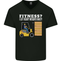 I Lift Heavy Weights All Day Funny Forklift Driver Mens V-Neck Cotton T-Shirt Black