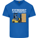 I Lift Heavy Weights All Day Funny Forklift Driver Mens V-Neck Cotton T-Shirt Royal Blue