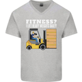I Lift Heavy Weights All Day Funny Forklift Driver Mens V-Neck Cotton T-Shirt Sports Grey