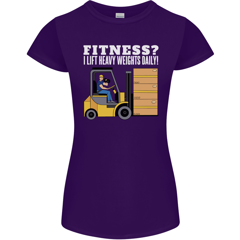 I Lift Heavy Weights All Day Funny Forklift Driver Womens Petite Cut T-Shirt Purple