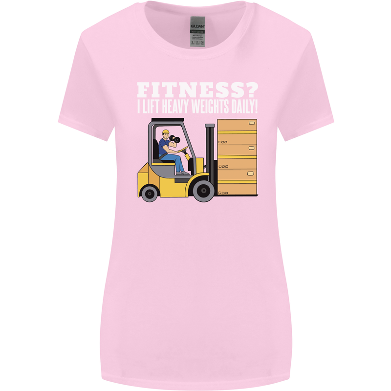 I Lift Heavy Weights All Day Funny Forklift Driver Womens Wider Cut T-Shirt Light Pink