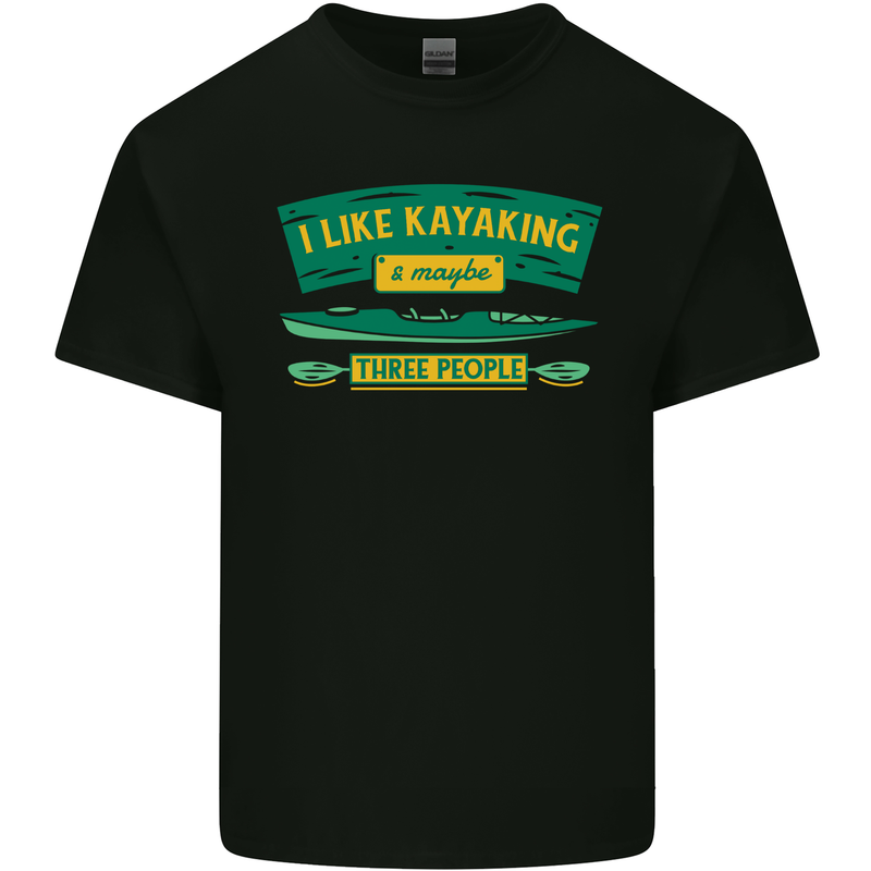 I Like Kayaking & 3 People Funny Kayak Mens Cotton T-Shirt Tee Top Black