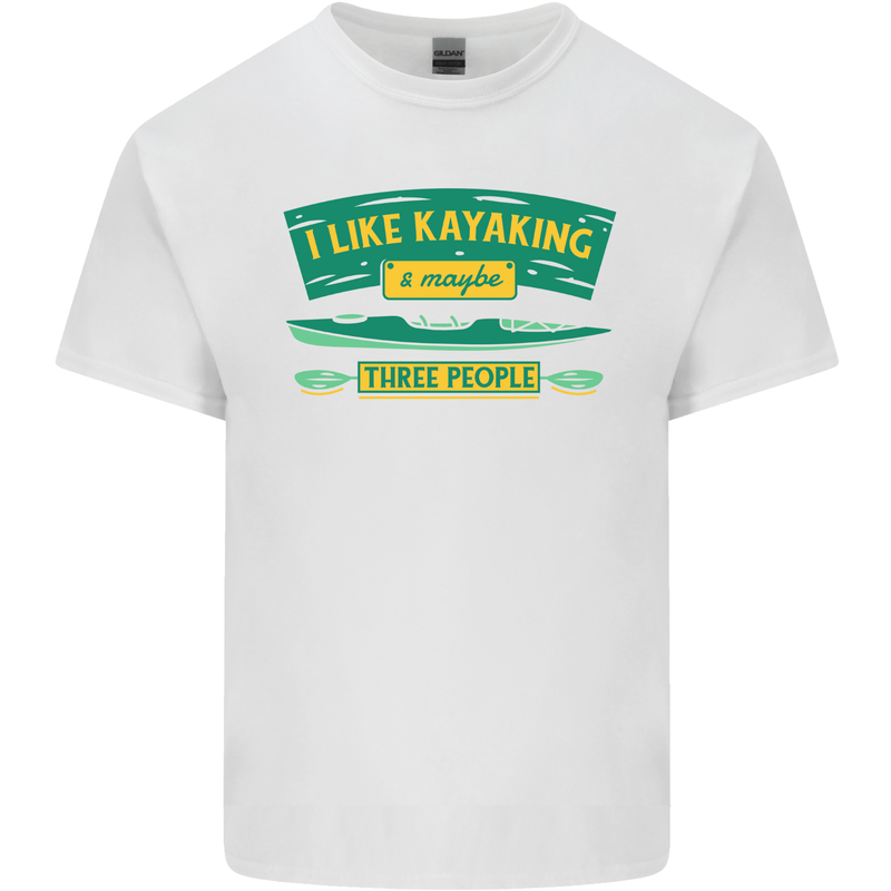 I Like Kayaking & 3 People Funny Kayak Mens Cotton T-Shirt Tee Top White