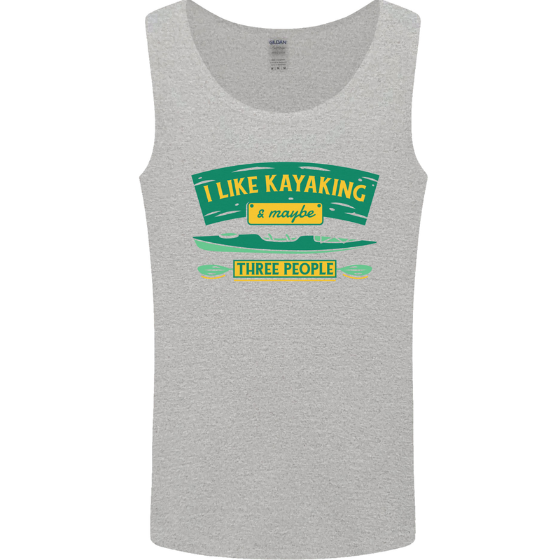 I Like Kayaking & 3 People Funny Kayak Mens Vest Tank Top Sports Grey