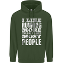 I Like Running Cross Country Marathon Runner Childrens Kids Hoodie Forest Green