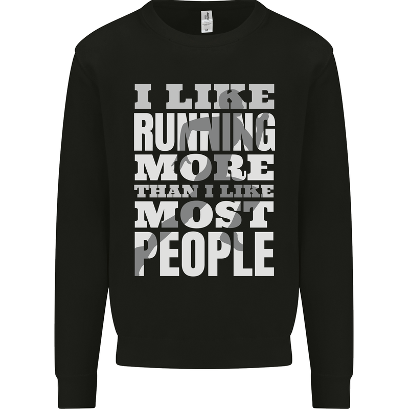 I Like Running Cross Country Marathon Runner Kids Sweatshirt Jumper Black