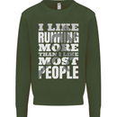 I Like Running Cross Country Marathon Runner Kids Sweatshirt Jumper Forest Green