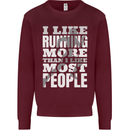 I Like Running Cross Country Marathon Runner Kids Sweatshirt Jumper Maroon