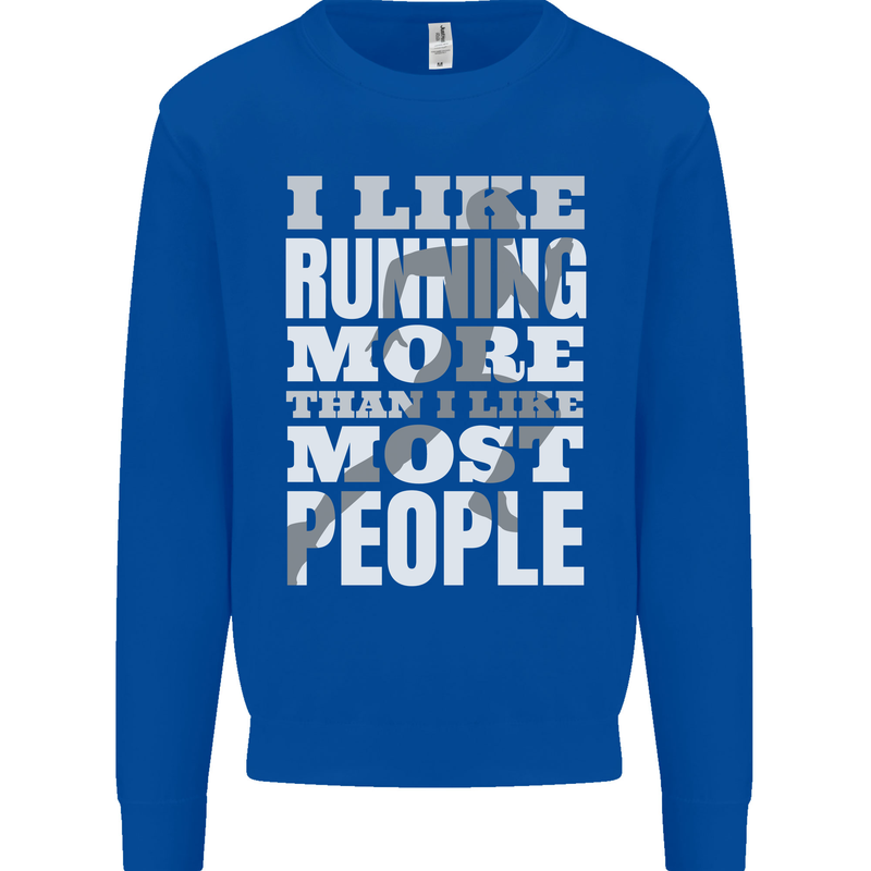 I Like Running Cross Country Marathon Runner Kids Sweatshirt Jumper Royal Blue