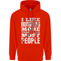 I Like Running Cross Country Marathon Runner Mens 80% Cotton Hoodie Bright Red