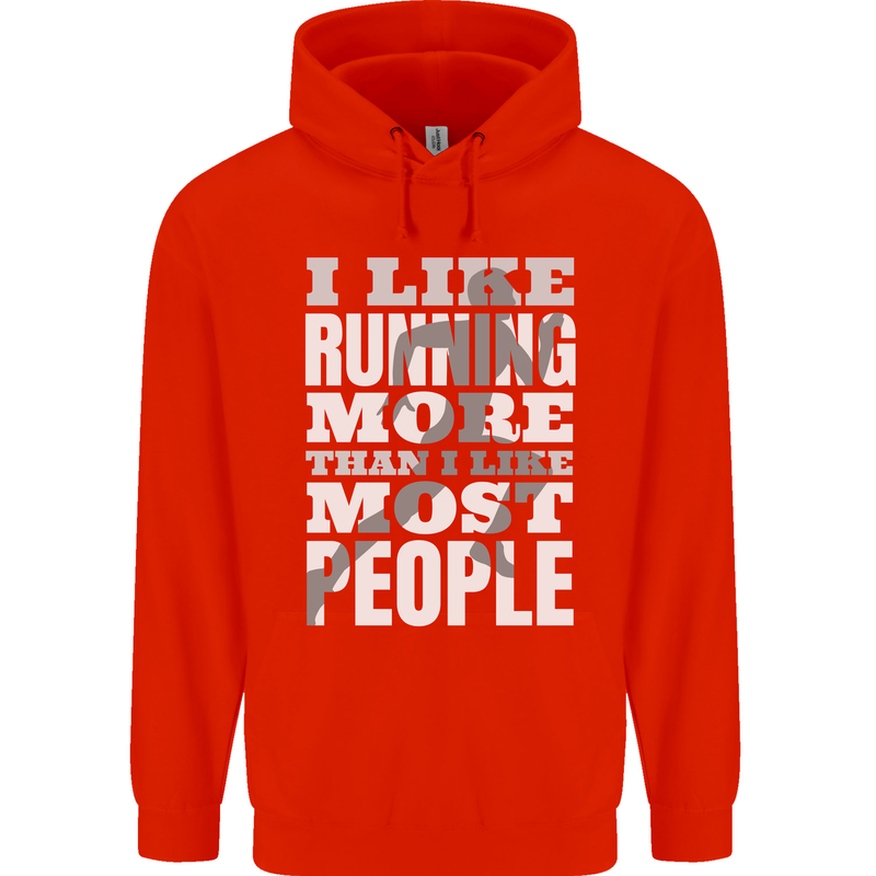 I Like Running Cross Country Marathon Runner Mens 80% Cotton Hoodie Bright Red