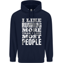 I Like Running Cross Country Marathon Runner Mens 80% Cotton Hoodie Navy Blue