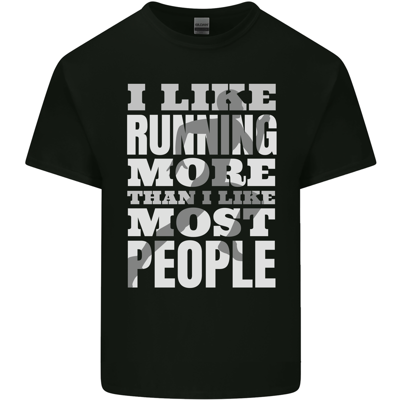 I Like Running Cross Country Marathon Runner Mens Cotton T-Shirt Tee Top Black